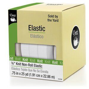 Dritz 9422W Non-Roll Knit Elastic White, 3/4" by 25-Yard